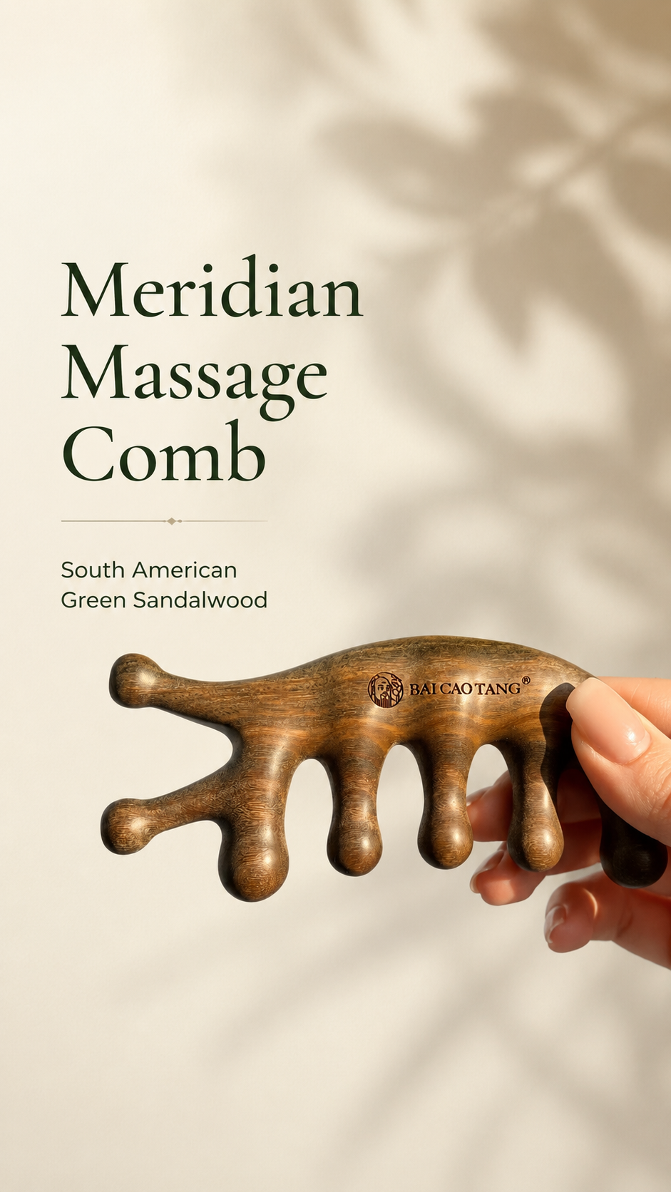 7-Tooth Sandalwood Body & Face Massage Gua Sha Comb